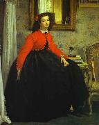 unknow artist Portrait of Miss L. L. oil painting on canvas